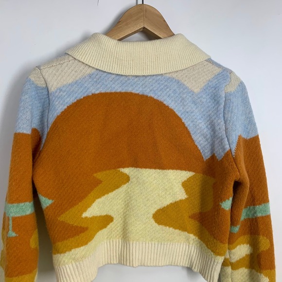 Rehab Lab House of Sunny Style Landscape Cropped Cardigan Sweater OSFM SIze F - Picture 4 of 15